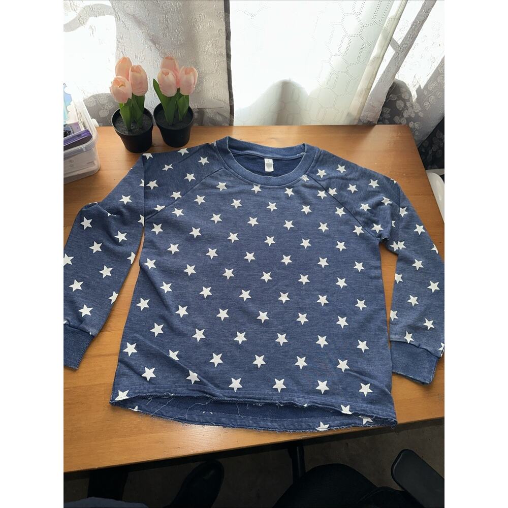 Alternative Apparel Navy Star Pullover Size Large Crew Sweatshirt American stars